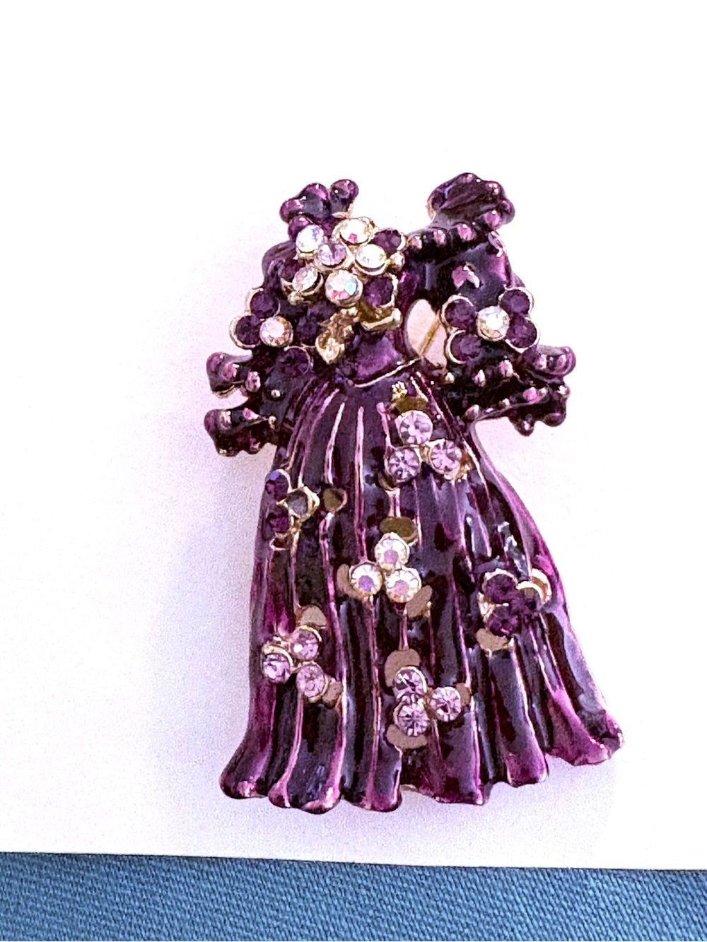 Purple Crystal Floral Dress Brooch - Women's Jewelry Accent